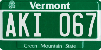 VT license plate AKI067