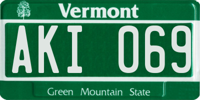 VT license plate AKI069