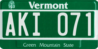 VT license plate AKI071