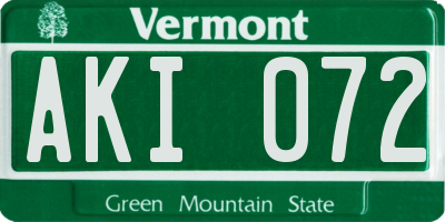 VT license plate AKI072