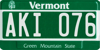 VT license plate AKI076