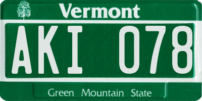 VT license plate AKI078