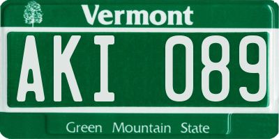 VT license plate AKI089