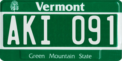 VT license plate AKI091