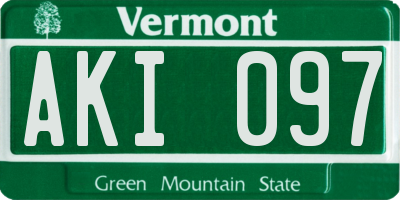 VT license plate AKI097