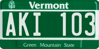 VT license plate AKI103