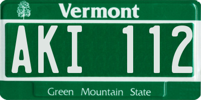VT license plate AKI112