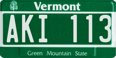 VT license plate AKI113