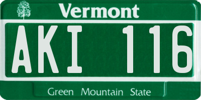 VT license plate AKI116