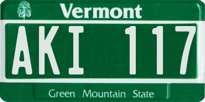 VT license plate AKI117