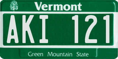 VT license plate AKI121