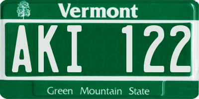 VT license plate AKI122