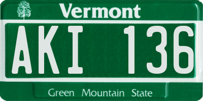 VT license plate AKI136