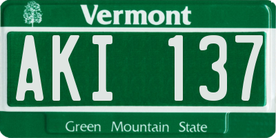 VT license plate AKI137