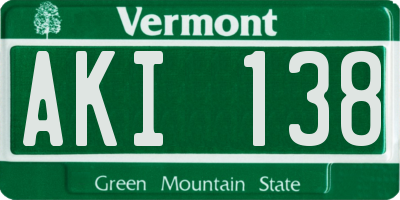 VT license plate AKI138