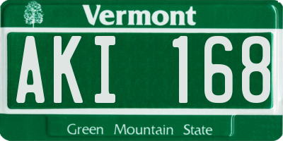 VT license plate AKI168