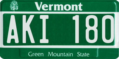 VT license plate AKI180