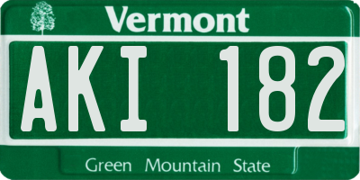 VT license plate AKI182