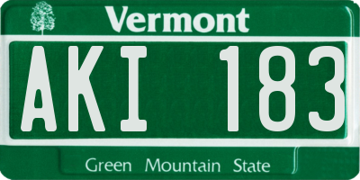 VT license plate AKI183