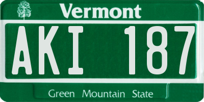 VT license plate AKI187