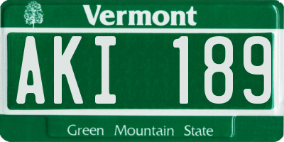 VT license plate AKI189