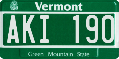 VT license plate AKI190