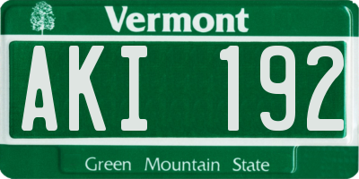 VT license plate AKI192