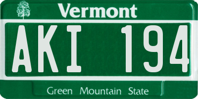 VT license plate AKI194
