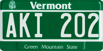 VT license plate AKI202