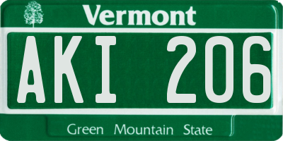 VT license plate AKI206