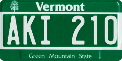 VT license plate AKI210