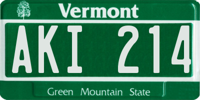 VT license plate AKI214