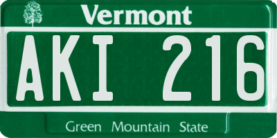 VT license plate AKI216