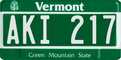 VT license plate AKI217
