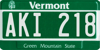 VT license plate AKI218