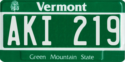 VT license plate AKI219