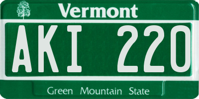 VT license plate AKI220