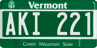 VT license plate AKI221