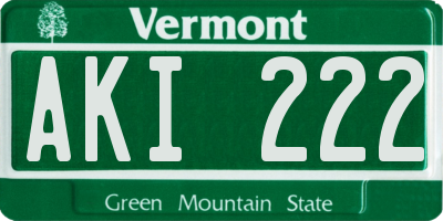 VT license plate AKI222