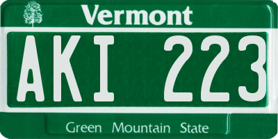 VT license plate AKI223