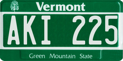 VT license plate AKI225