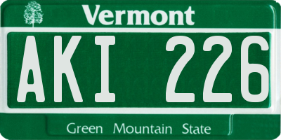 VT license plate AKI226