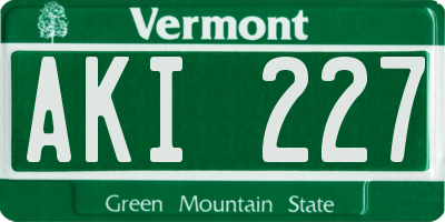 VT license plate AKI227