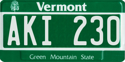 VT license plate AKI230