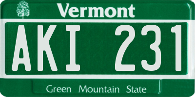 VT license plate AKI231