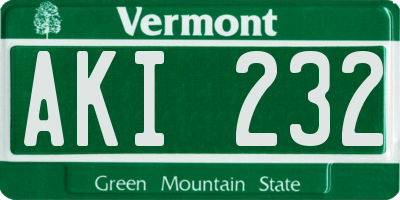 VT license plate AKI232