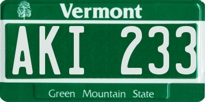VT license plate AKI233