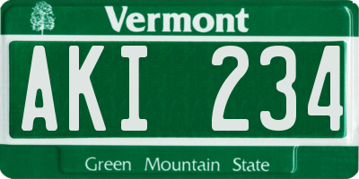 VT license plate AKI234