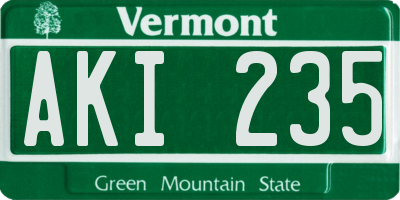 VT license plate AKI235