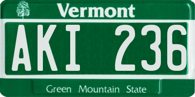 VT license plate AKI236